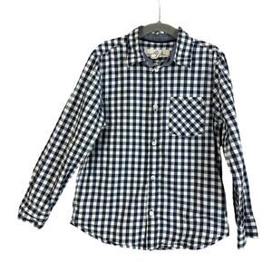 H&M Blue White Gingham Check Button Down Shirt Boys Size 6 6X